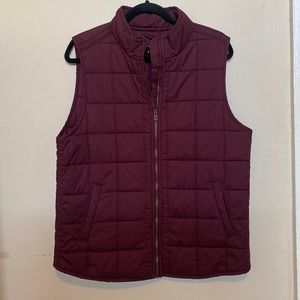Pink Tartan Maroon Quilted Vest - Sz. L